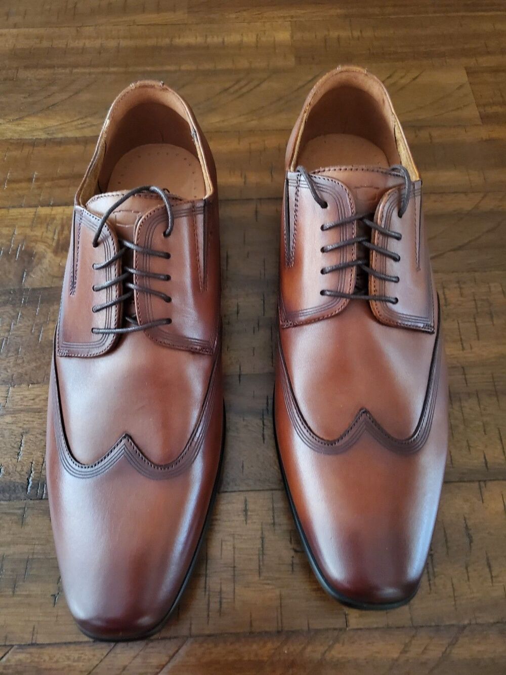 NIB Florsheim Men's Cognac Postino Wingtip Oxford Lace-Up Dress Shoes - Size 9